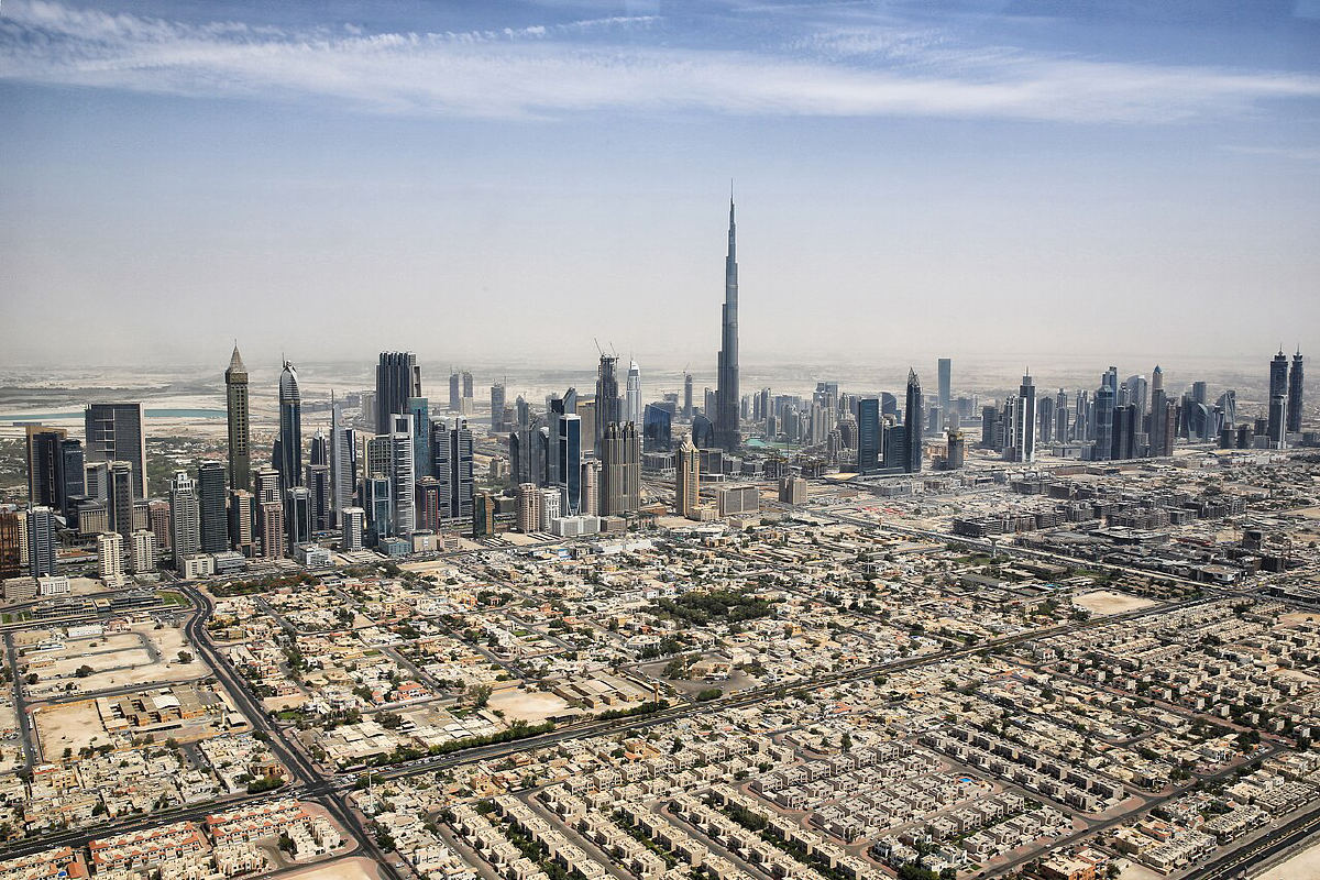 The Dubai skyline with the Burj Khalifa