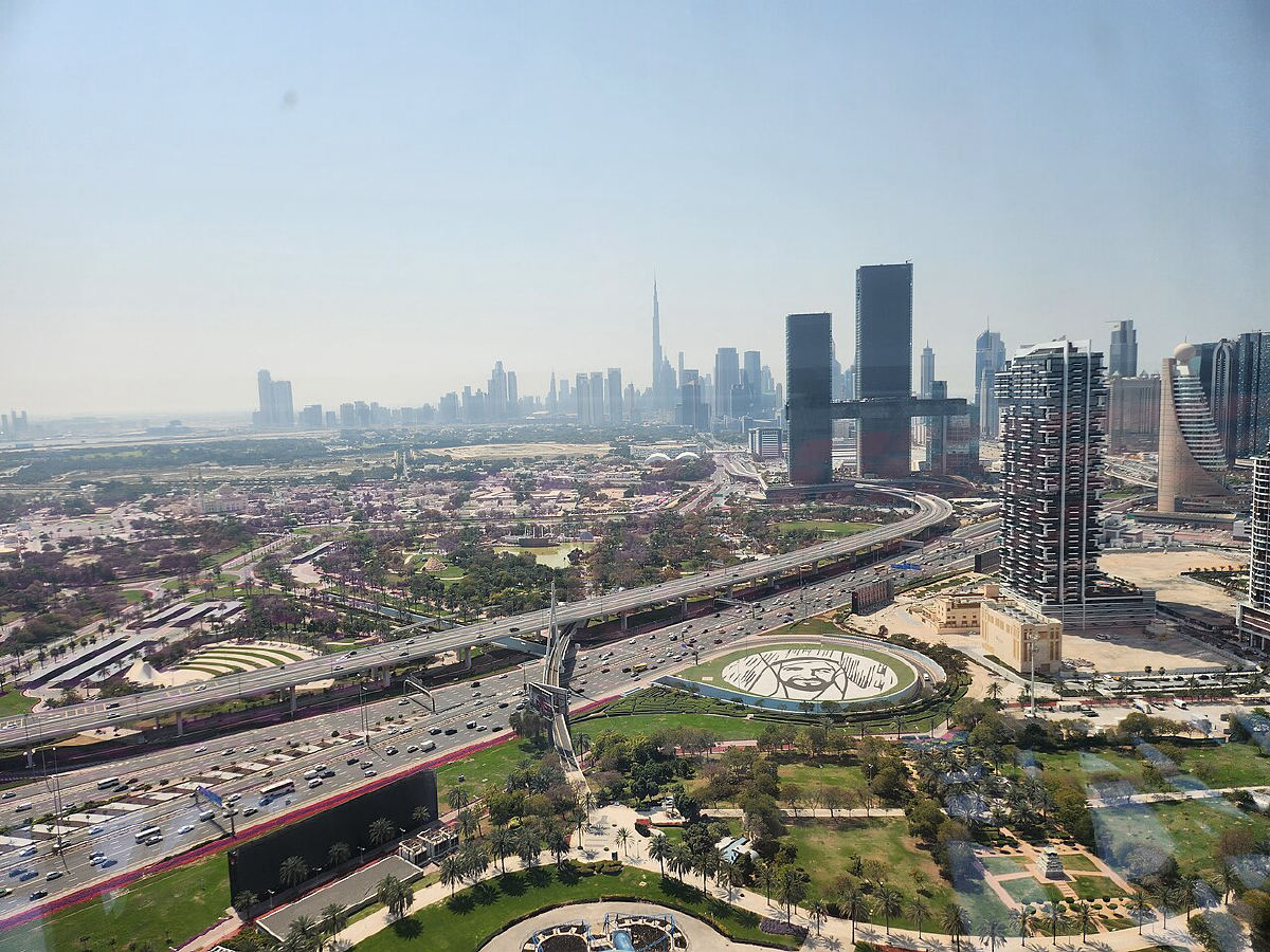 View over Zabeel Park and the skyline from the Dubai Frame