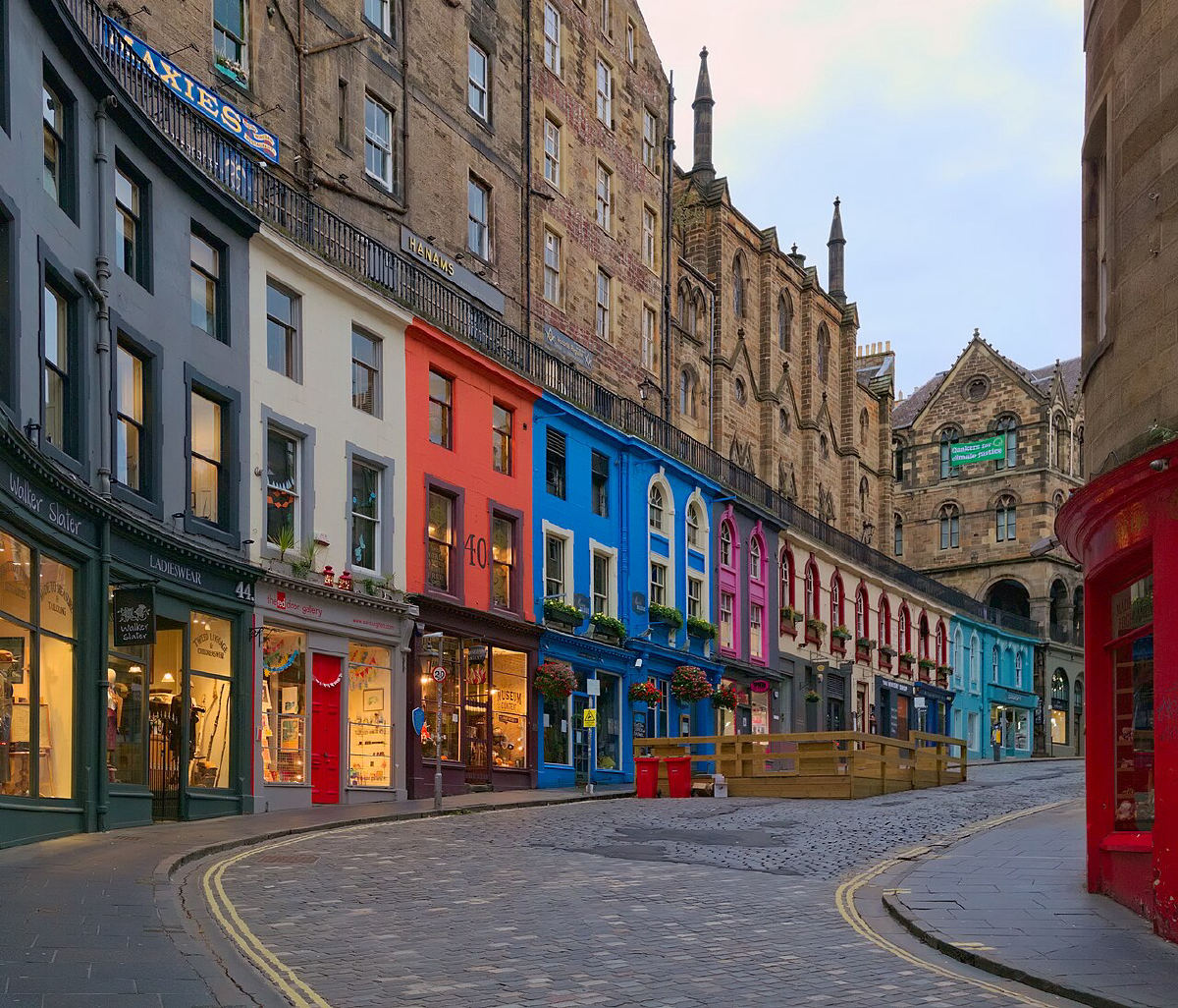 The curved, colourful Victoria Street